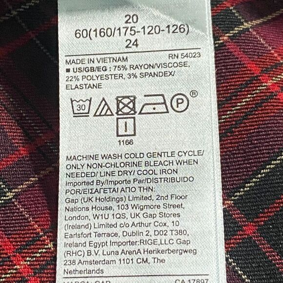 NWT GAP Red Plaid High Rise Skinny Ankle Pants 20 Punk Academia Grunge Y2K - Picture 8 of 10